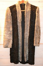 Veste vintage An 80 fourrure véritable Astrakan véritable gris et noir T.36/38 