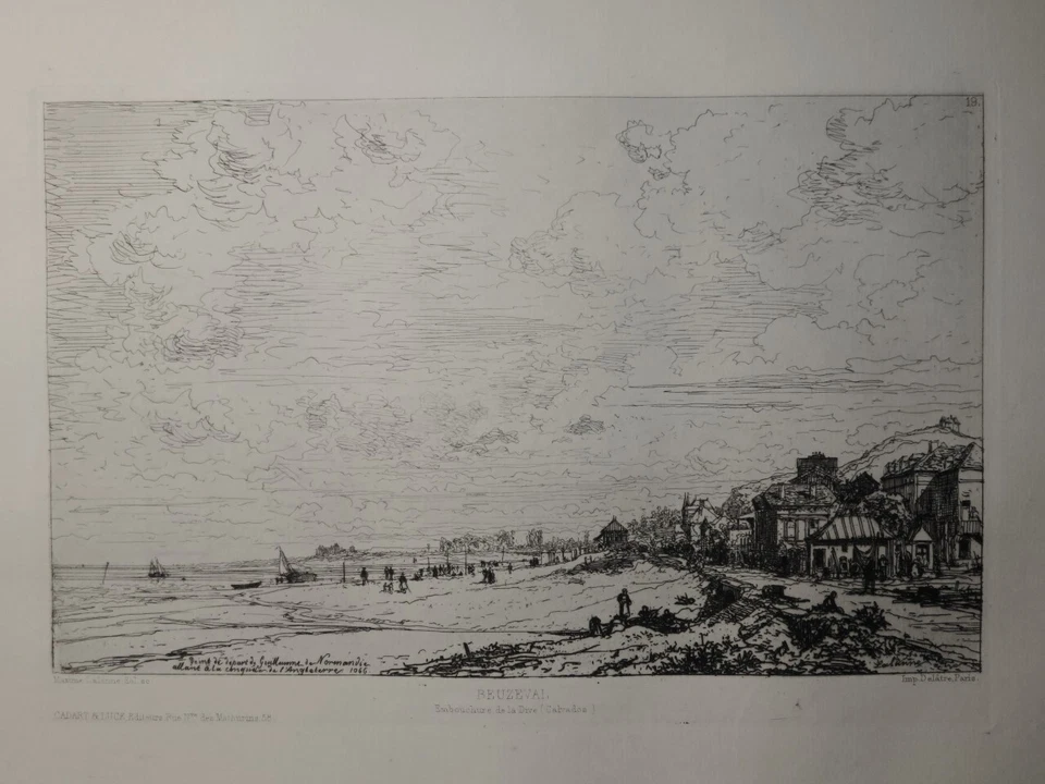 Maxime LALANNE 1827-1886 Gravure HOULGATE BEUZEVAL CALVADOS IMPRESSIONNISME 1870 - Photo 4/4