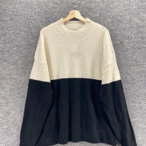 New Fashion Nova Sweater Pullover Women L Large Black Knit Crew Neck Long Sleeve - Picture 3 of 10
