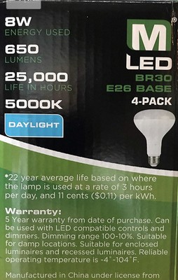 4 Pack MaxLite LED Light Bulbs 65w Equivalent Daylight Flood  