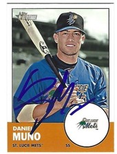 Autographed 2012 Topps Heritage Minors 119 Daniel Muno New York Mets Tough Sig