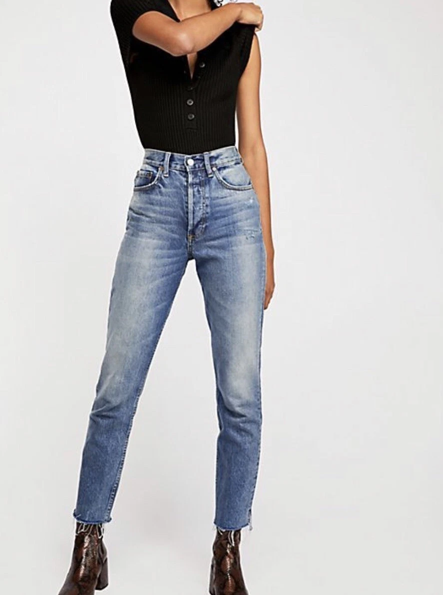BOYISH Women s Billy Birds High Waist Button Fly Jeans Blue Size