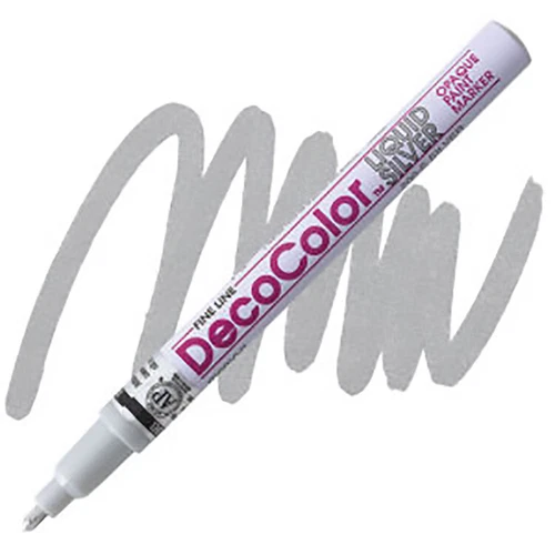 DecoColor, Paint Marker, Silver Ink, Fine Point, Opaque Marker, Permanent,Gloss