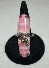 NATURAL RHODOCHROSITE GEMSTONE RING STERLING SILVER HANDMADE 7 1/2 8 1/2
