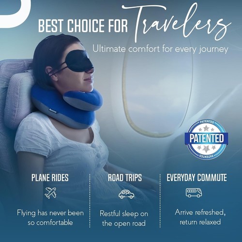 Travel Neck Pillow Polyester Large Double Support Adjustable for Flights Car Use - Picture 9 of 9