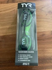 TYR  Blackhawk Racing Goggles - Smoke and Green - Wide Peripheral Range - New