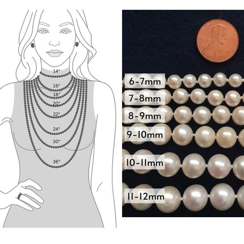 Long 30 Inch Genuine 7-8mm ROUND White Pearl Necklace Cultured Freshwater - Picture 7 of 7