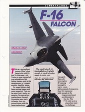 General Dynamics F-16 Fighting Falcon Jet F16 Plane Spec Sheet Fact Card