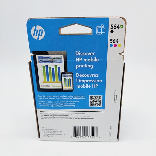 New HP 564 XL Black and 564 Cyan,Magenta,Yellow OEM Exp May/2019-Factory Sealed! - Picture 3 of 4