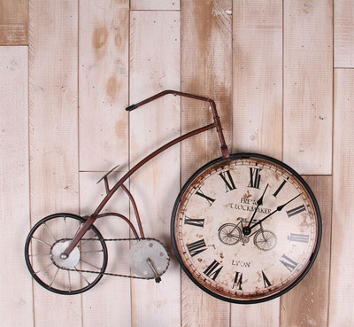 Vintage Bicycle Iron Wall Clock Bike Wheel Face