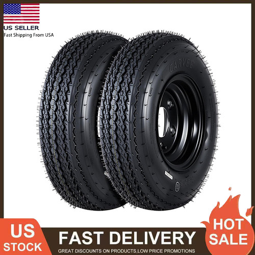 2 Pack Trailer Tires with Rims 4.80-8 4.80x8 480-8 6PR Load Range C 4 Lug on 4"