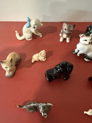20 Vintage Miniature Cat Statues Trinkets