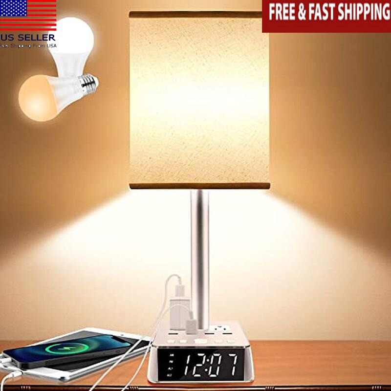 Table Lamp W/ 4 USB Ports AC Outlets Elegant Design Portable Superior Lighting