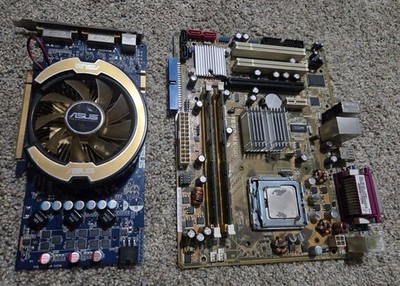 Asus GeForce 9600GT 512MB Video Graphics Card And P5GC-MX1333 Motherboard RAM