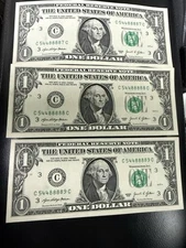 Rare 2021 $1 Bill Set – C54488887C/88888/88889 – Feng Shui 8888 Lucky