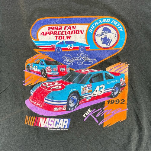 Vtg NASCAR Richard Petty The King 1992 Fan Appreciation Tour Shirt XL Black Fade