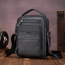 LEBULLBRO Men's Cowhide Leather Sling Shoulder Bag Crossbody Business Handbag US
