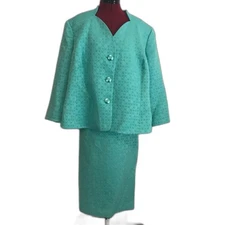 Le Suit Woman Classic Skirt Suit Women's Size 22W Turquoise 2-Piece Set Blazer &
