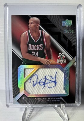 2008-09 UD Black Richard Jefferson Silver Patch Jersey Auto 30/50 #SPV-RJ Bucks