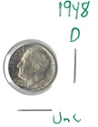 Coin United States 10 Cents (Roosevelt) 1948 D KM195, ASW .0723