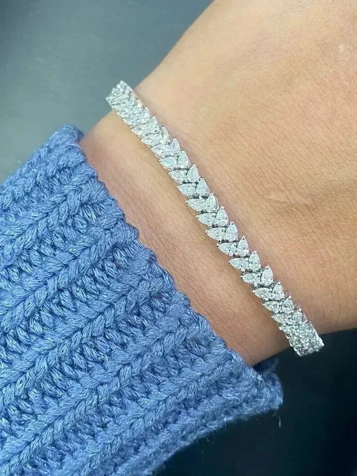 Женский теннисный браслет с бриллиантами лабораторной огранки 3 карата белое золото 14 карат - Изображение 4 из 4