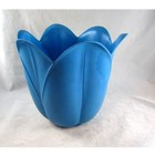 Fesco Tulip Wastebasket Floral Vinyl Bath Room Decor 5815 Blue Vintage 70s 80s