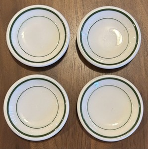 Butter Pat Dishes Mini Stoneware Vintage Set IROQUOIS CHINA PR B1 Green Stripe