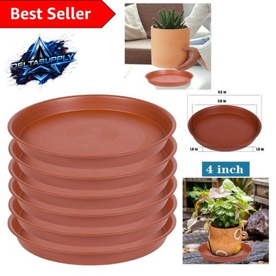Versatile 6-Pack 4  Plant Saucer Trays - Durable Terracotta for Indoor/Outdoor