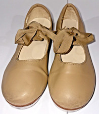 Tap Shoes Leo's Size 11 Child Beige/nude With Elastic  Ribbon Laces Great Con