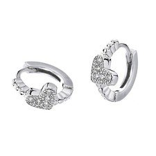 CZ Sideways Heart Cartilage Small Hoop Earrings for Women Cubic Zirconia Tiny Lo