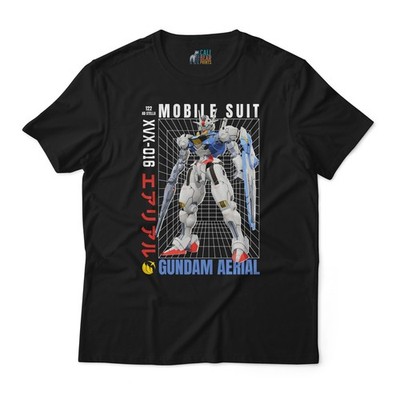 Gundam Aerial XVX-016 Graphic Tee   Mobile Suit Mecha Anime Shirt Urban Style