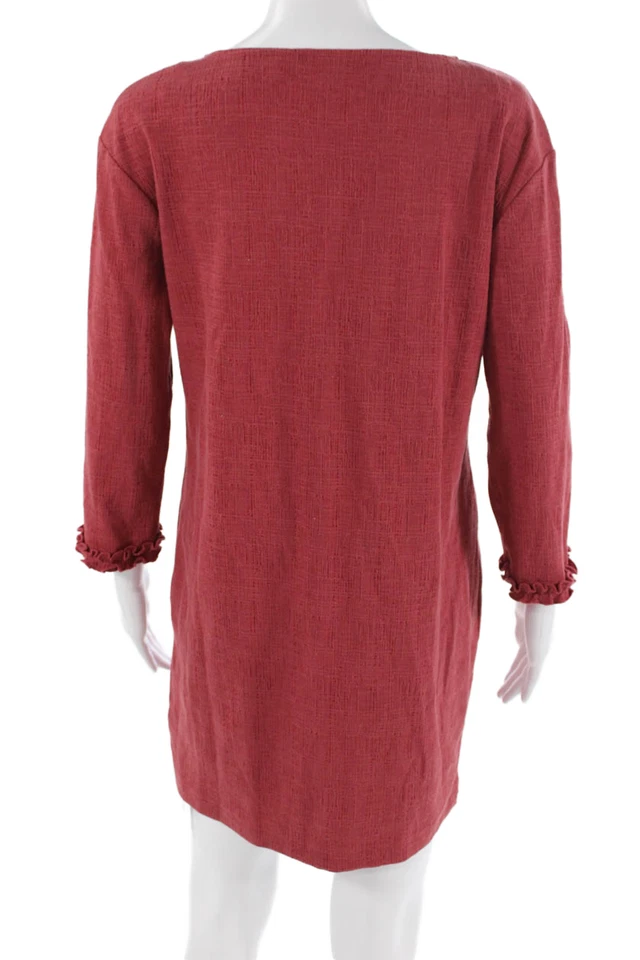 Vestido recto rojo Cynthia Rowley, para mujer manga 3/4 hasta la rodilla talla S Foto 3 de 4