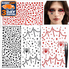 YGDZ Face Gems, Face Jewels for Women, Stick On Red, Black Face Rhinestones, Hal