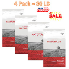 80LB=4 PCS, Diamond Naturals Adult Dog Lamb Meal & Rice Formula Dry Food, 40 Lb 2.08 per pound