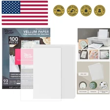 Vellum Paper - 8.5 x 11 in, 100 Sheets White Translucent - Translucent & Tran...