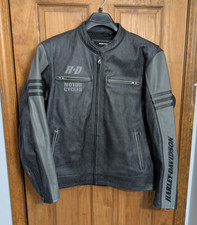Harley Davidson Mens Motorcyle Jacket XL Black Gray Leather Riding Gear