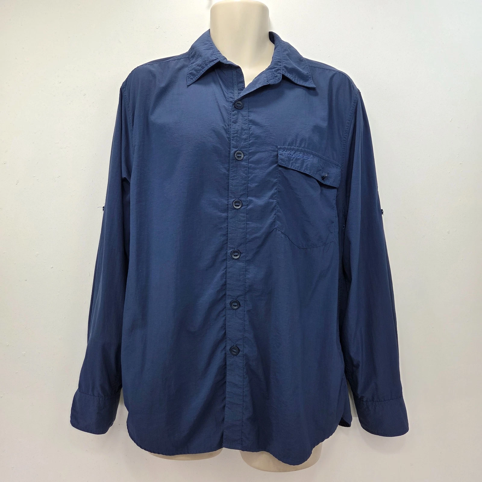 Craghoppers Utility Shirt Men’s Medium Long Sleeved Hiking Walking Blue