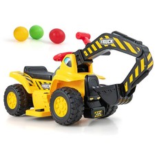 6V Electric Kids Ride On Excavator Pretend Play Toy Tractor w/ Basketball Hoop