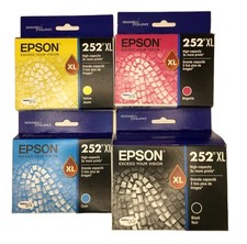Epson 252XL Black/Cyan/Magenta/Yellow Tri-Color Ink Cartridge 4 Pack Exp 7/26 