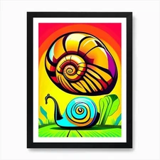 Snail Looking At A Snail Pop Art Ar Framed Wall Art Poster Canvas Print Picture