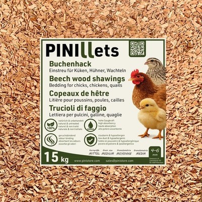 PINI Buchenhack 15 kg staubfreie hygienische Einstreu grob für Küken Hühner
