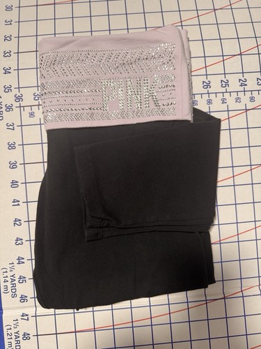 Victoria's Secret PINK Bling/Sequin Pink/Black Foldover Leggings Size Medium - Picture 4 of 14