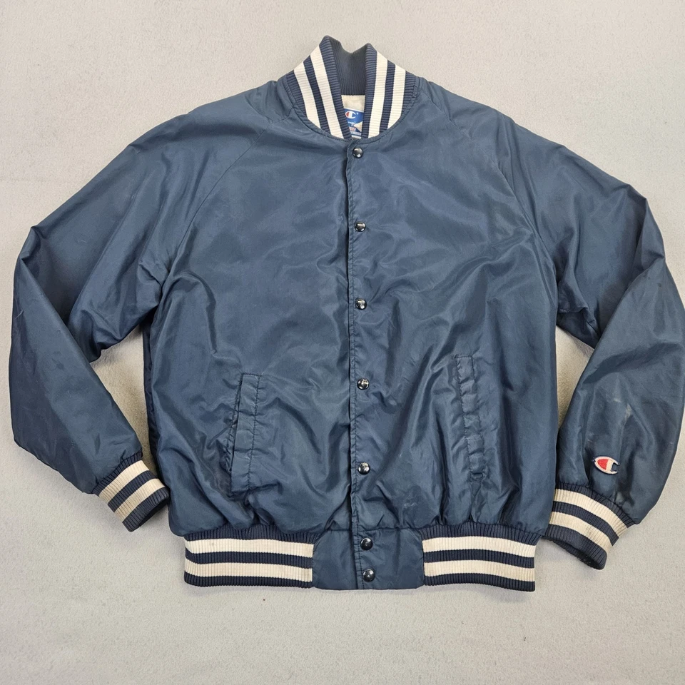 Chaqueta de bombardero vintage Champion Notre Dame lucha irlandesa NCAA botón a presión talla XL Foto 3 de 4