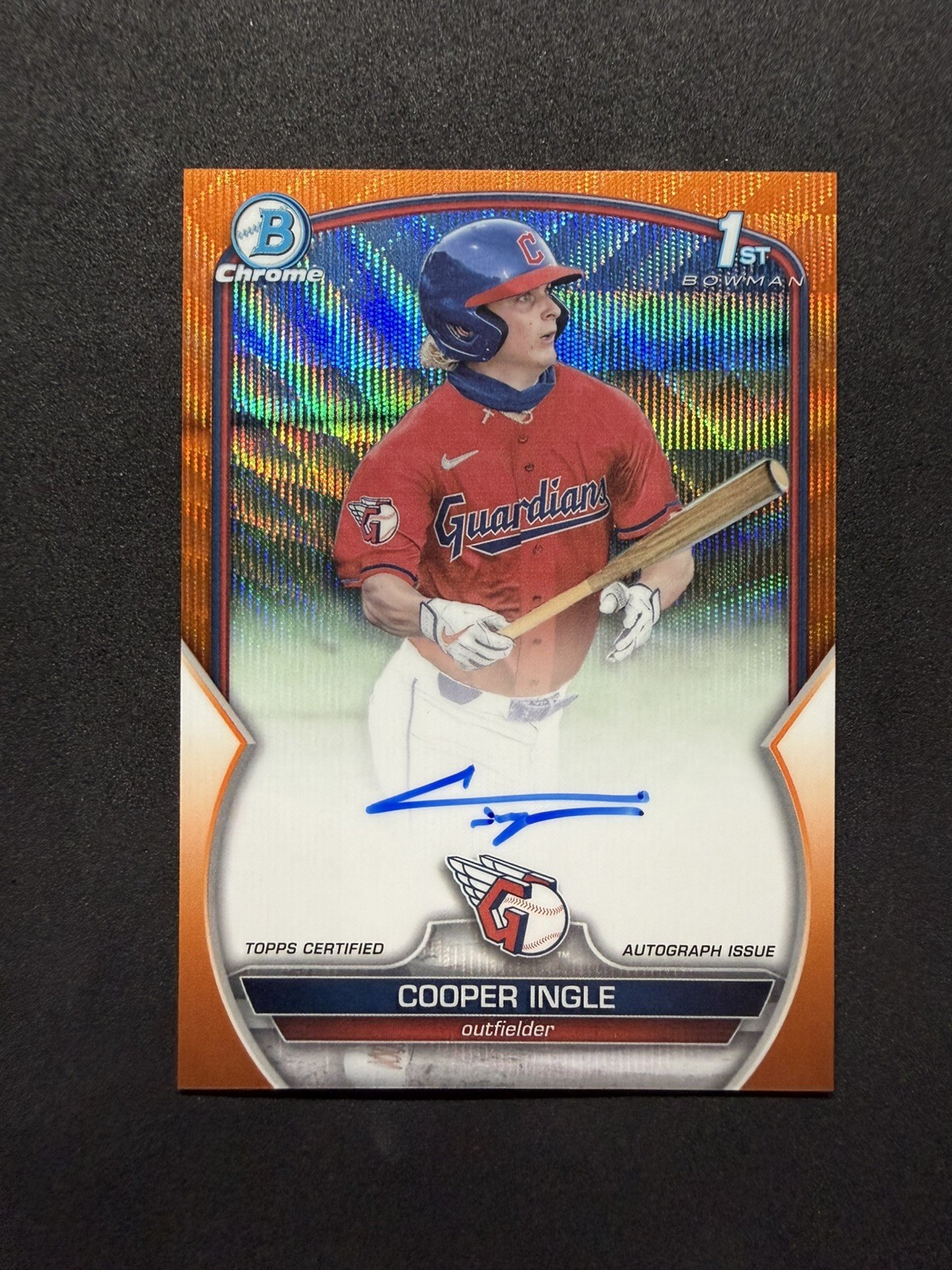 2023 Bowman Draft Cooper Ingle Orange Wave Chrome 1st Auto /25 Guardians