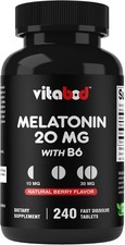 Melatonin 20mg High Potency Natural Sleep Aid Berry Flavor 240 Fast Dissolve TAB