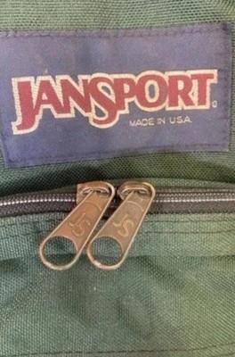Vtg Jansport Green Backpack Suede Bottom Made in USA - 1 Broken