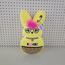 Peeps Easter Bunny Plush Emo Yellow Punk Rock 15” Peep Animal Print