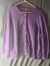 Lands' End Women's Purple Cotton Knit Sweater Size 3XL