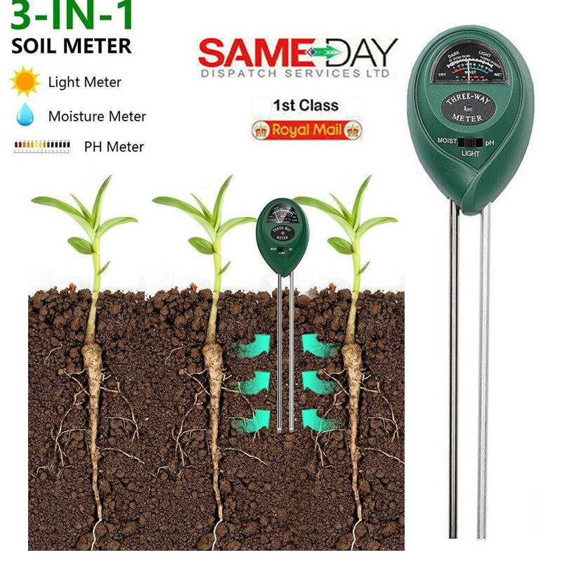 Probador de pH del suelo 3 en 1 Kit de medidor de luz de humedad del agua para planta de jardín flor