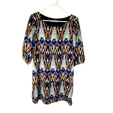 Blue Rain Fancy Work Midi Dress Fully Lined Black and Blue Size Large